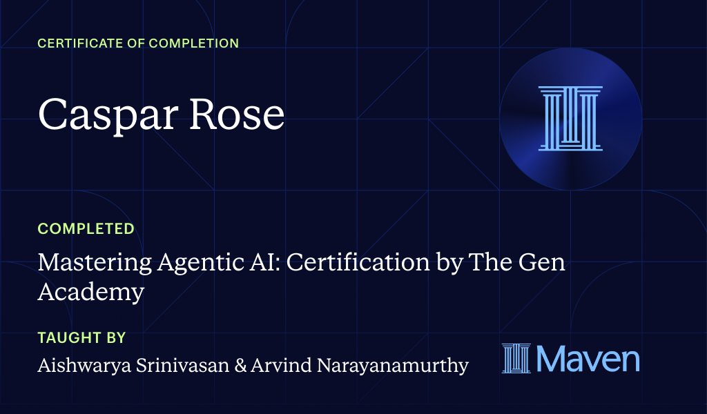 Certificate for Mastering Agentic AI: Certification by The Gen Academy