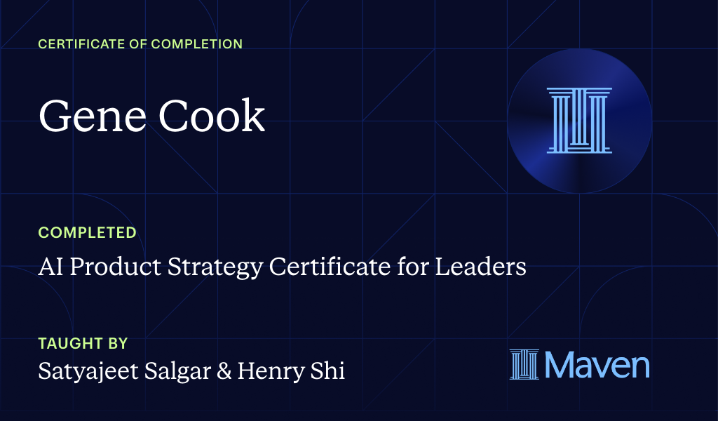 Certificate for AI Product Strategy Certificate for Leaders by Product Faculty