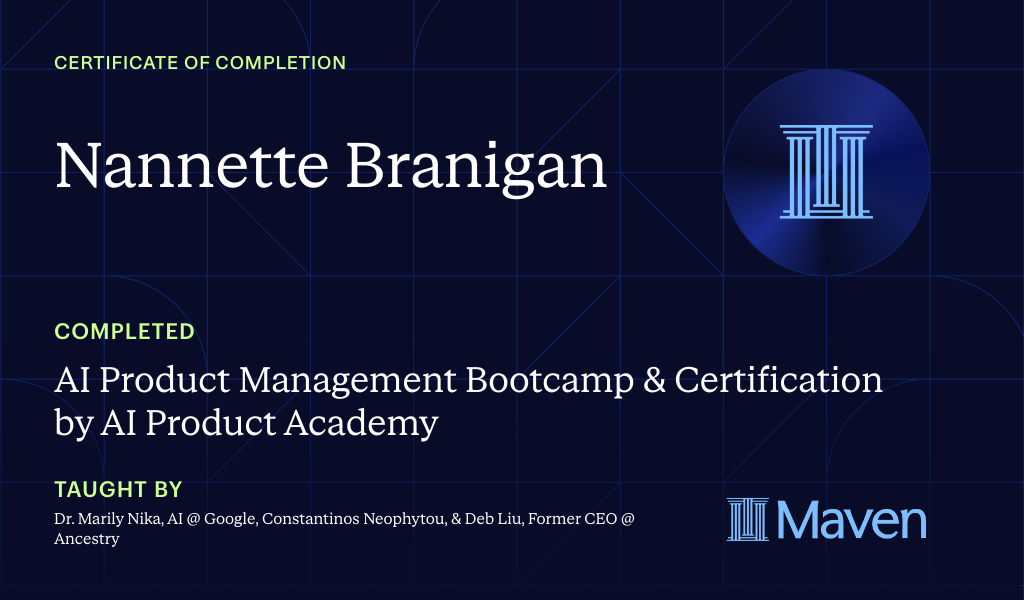 Certificate for AI Product Management Bootcamp & Certification by AI Product Academy