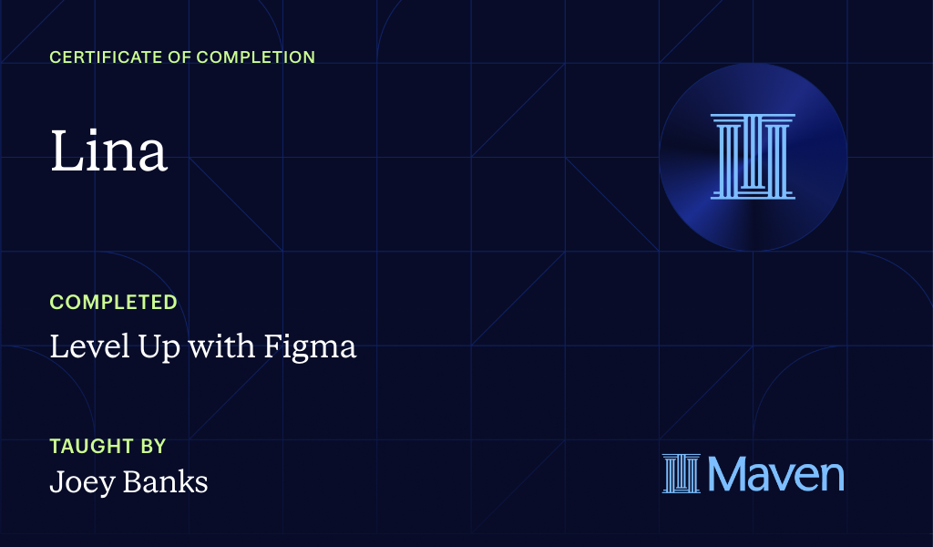 Certificate for Level Up with Figma