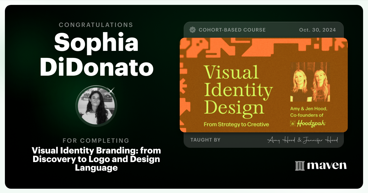 Certificate of Completion for Visual Identity Branding: from Discovery to Logo and Design Language