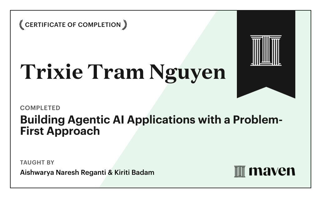 Certificate for Building Agentic AI Applications with a Problem-First Approach