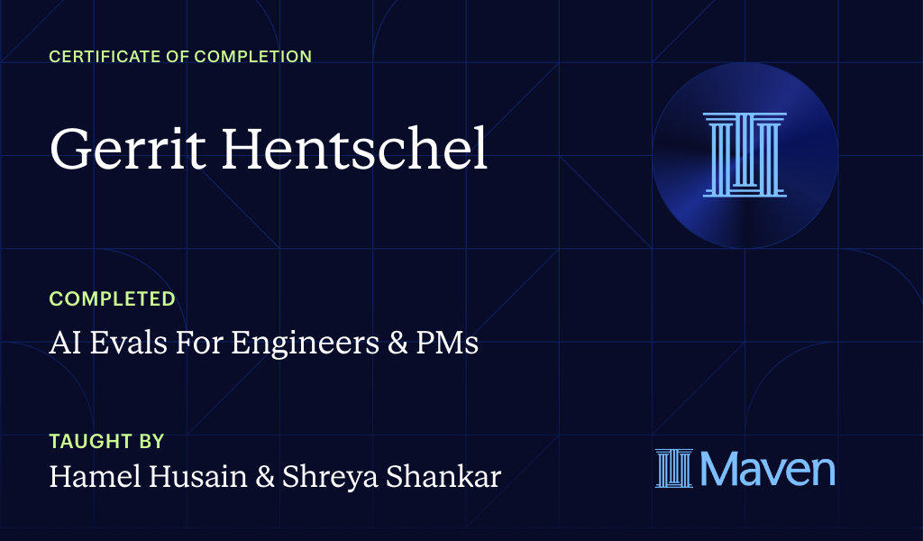 Certificate for AI Evals For Engineers & PMs