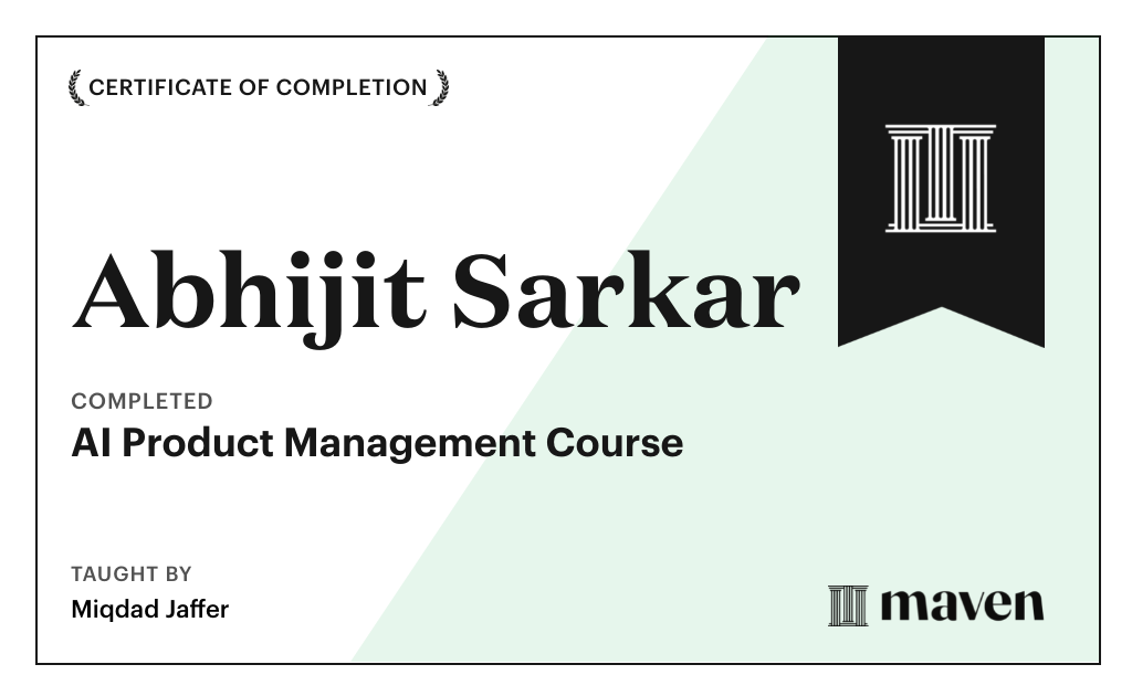 Certificate for AI Product Management Course
