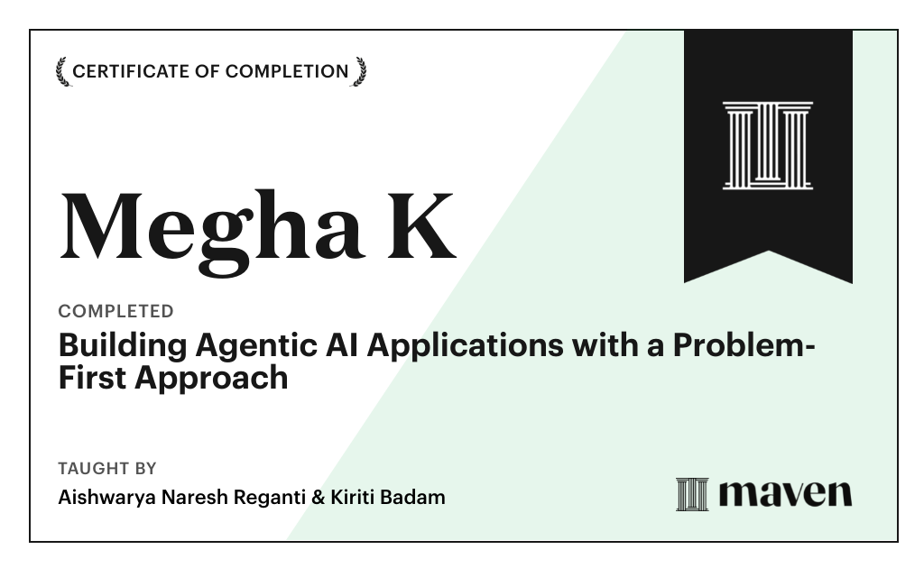 Certificate for Building Agentic AI Applications with a Problem-First Approach
