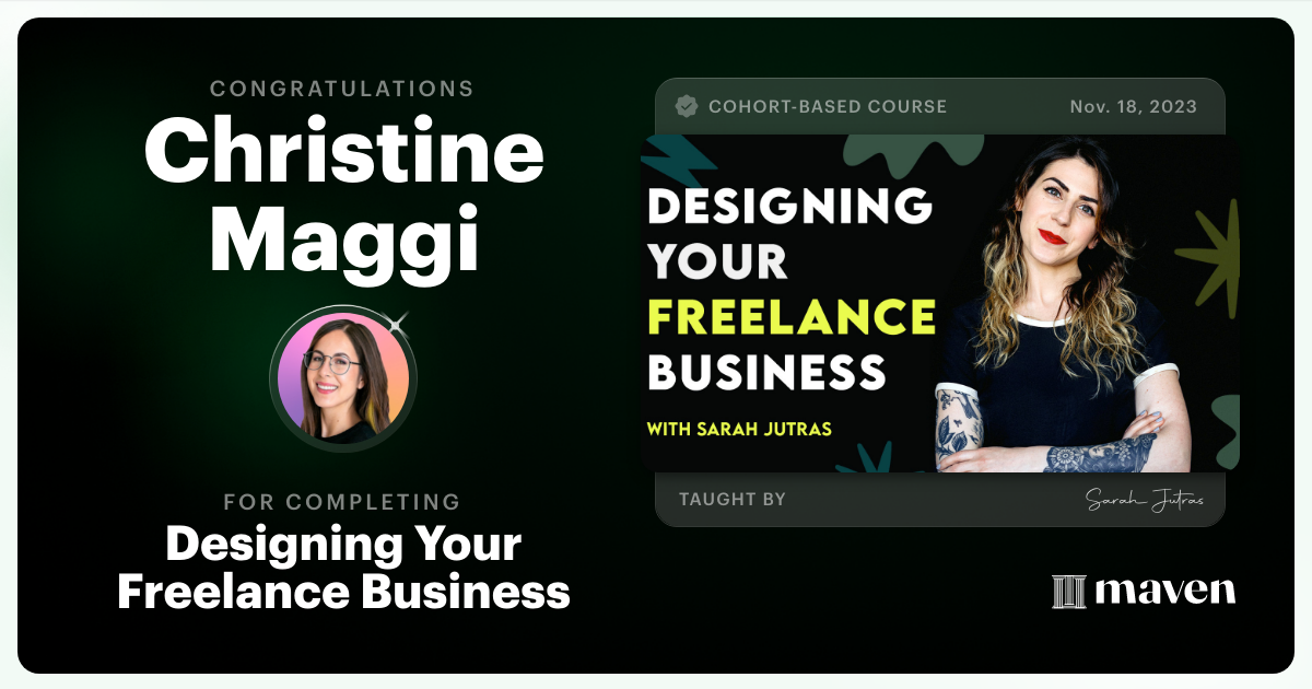 Certificate of Completion for Designing Your Freelance Business