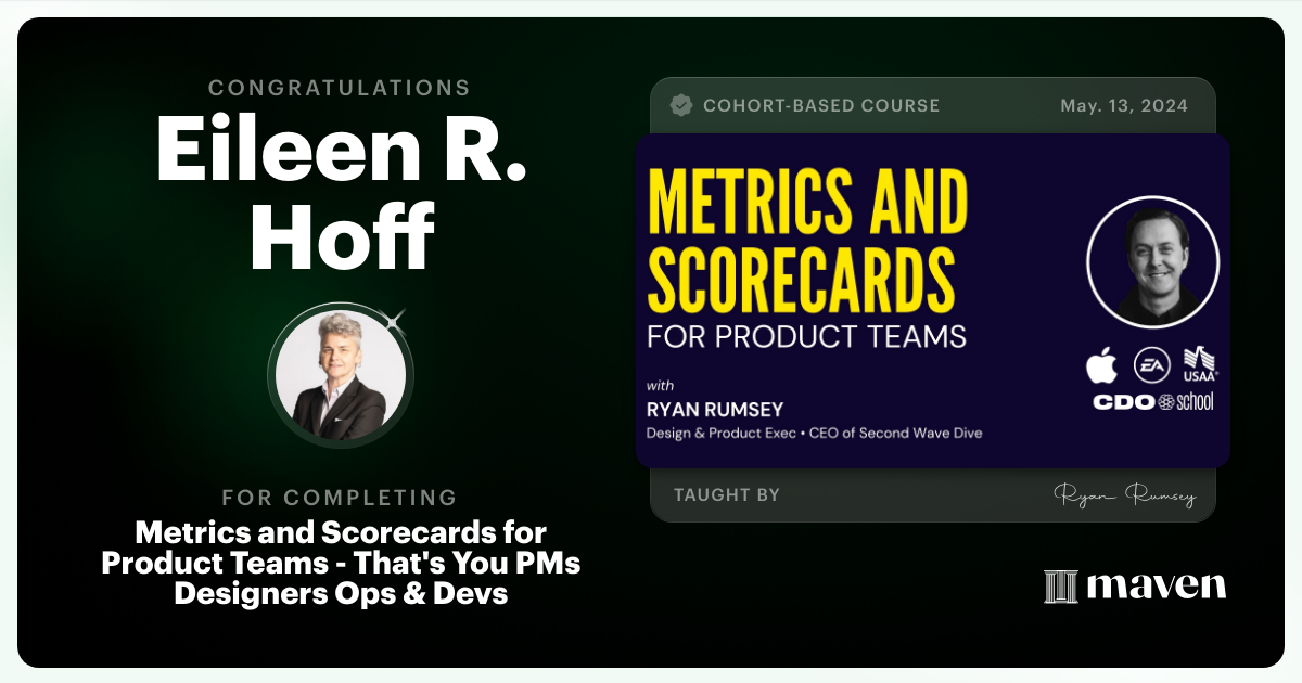 Certificate of Completion for OKRs for Design Orgs