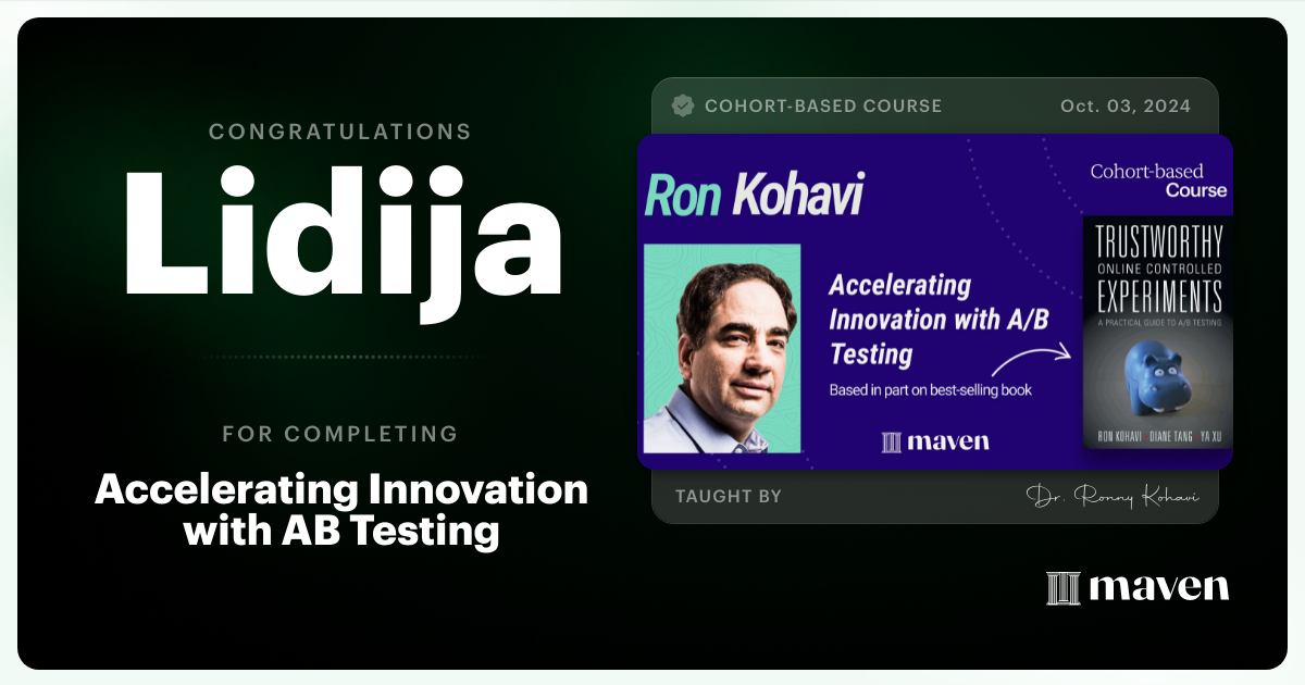 Certificate of Completion for Accelerating Innovation with A/B Testing