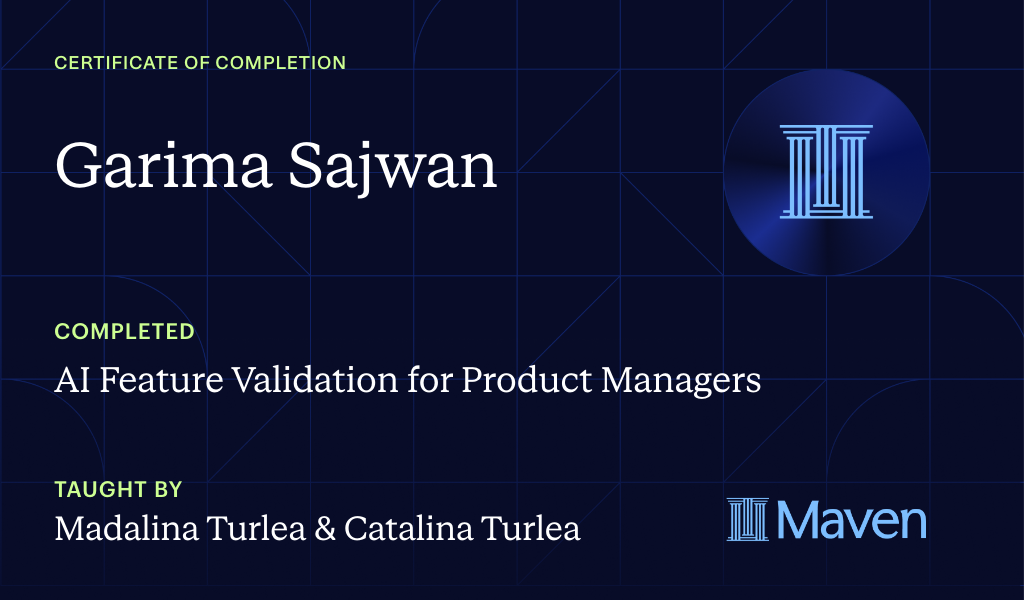 Certificate for AI Feature Validation for Product Managers