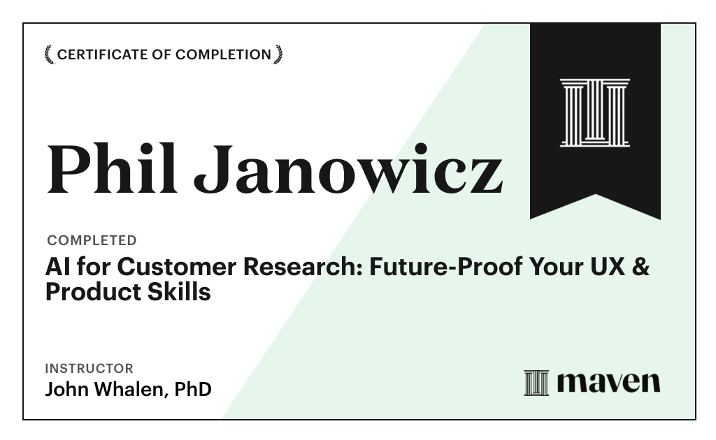 Certificate for AI for Customer Research: Future-Proof Your UX & Product Skills