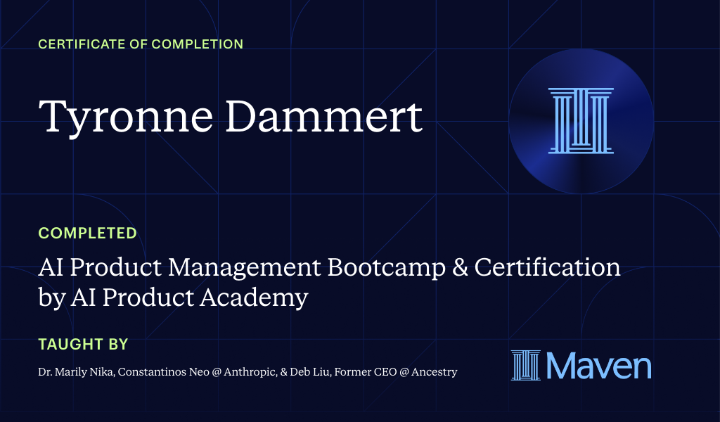 Certificate for AI Product Management Bootcamp & Certification by AI Product Academy