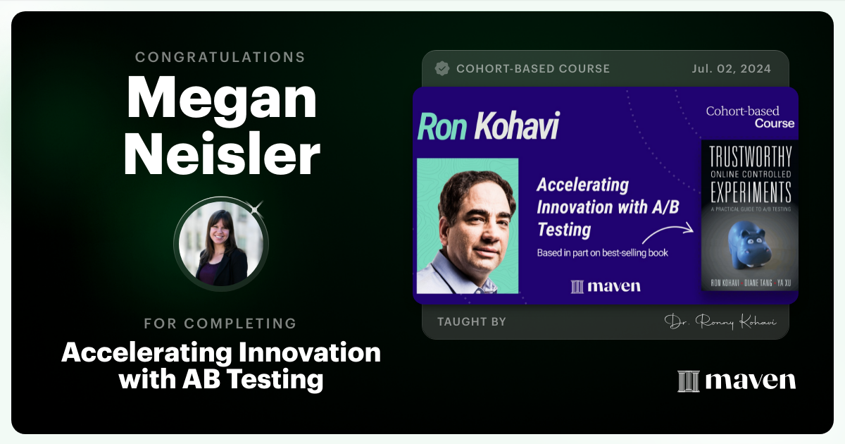 Certificate of Completion for Accelerating Innovation with A/B Testing