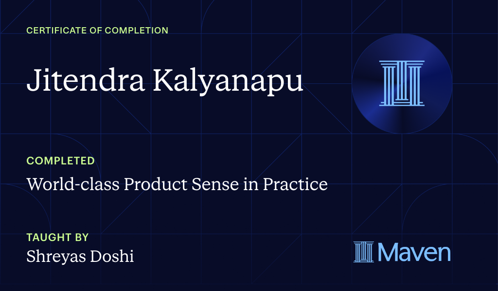Certificate for World-class Product Sense in Practice