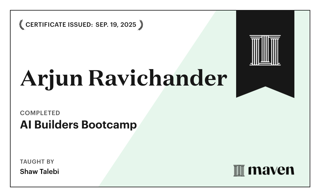 Certificate for AI Builders Bootcamp