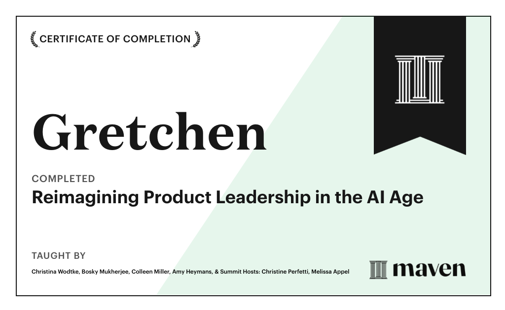 Certificate for Reimagining Product Leadership in the AI Age