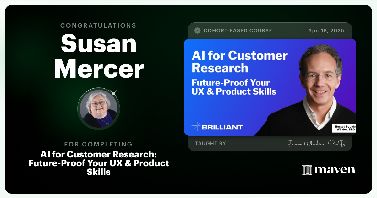 Certificate of Completion for AI for Customer Research: Future-Proof Your UX & Product Skills