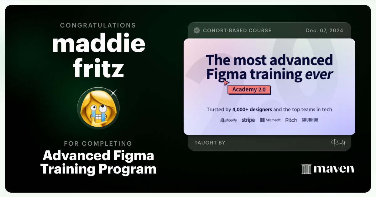 Certificate of Completion for Advanced Figma Training Program