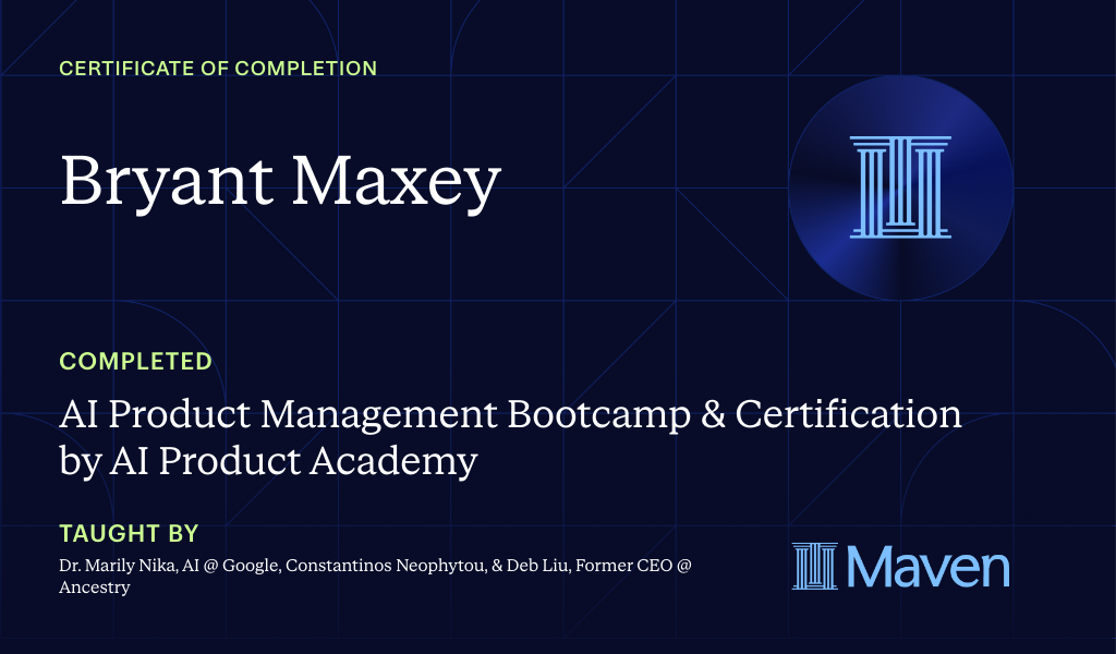 Certificate for AI Product Management Bootcamp & Certification by AI Product Academy
