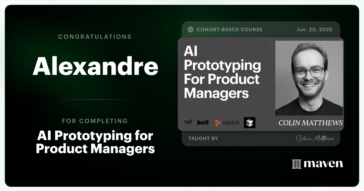 Certificate of Completion for AI Prototyping for Product Managers