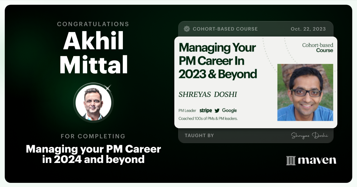 Certificate of Completion for Managing your PM Career in 2025 and beyond