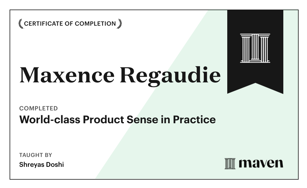 Certificate for World-class Product Sense in Practice