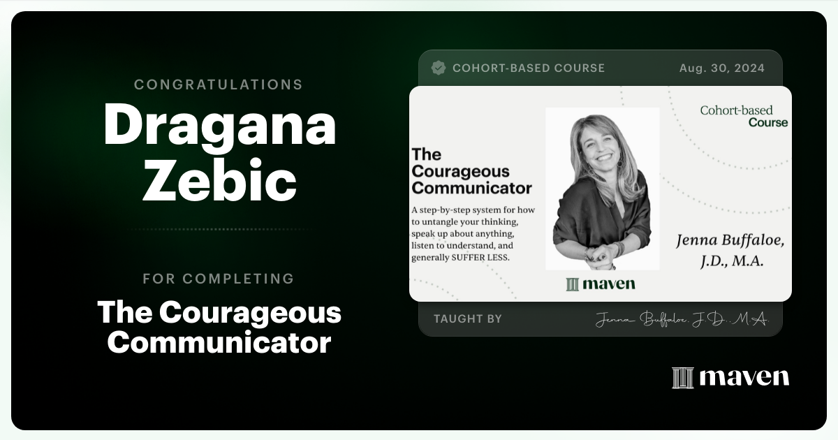 Certificate of Completion for The Courageous Communicator