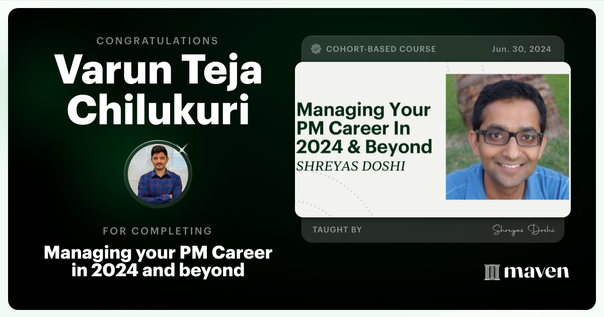 Certificate of Completion for Managing your PM Career in 2025 and beyond