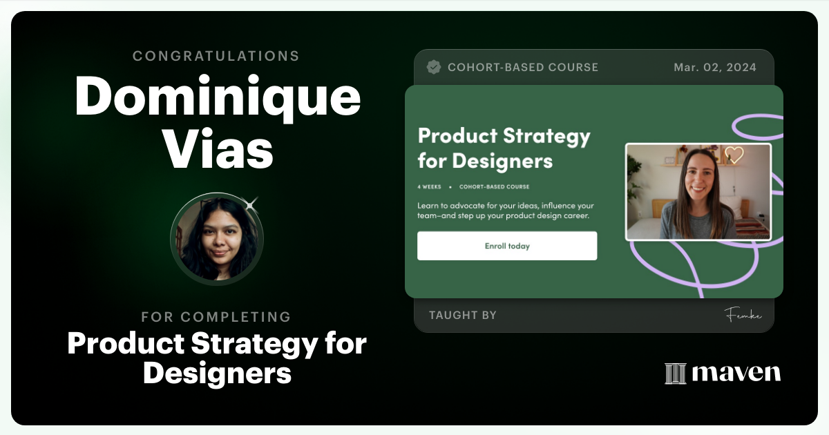 Certificate of Completion for Product Strategy for Designers