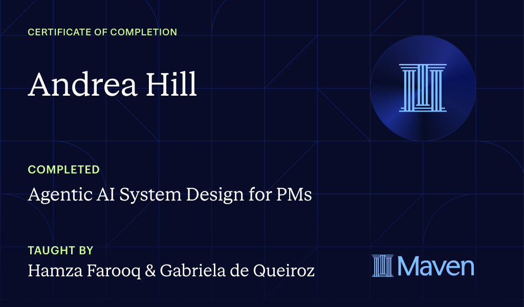 Certificate for Agentic AI System Design for PMs