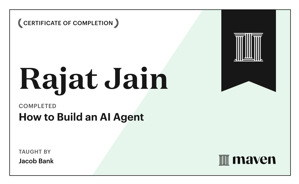Certificate for AI Certification - Agents and Workflows