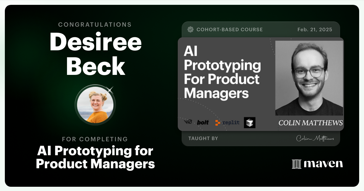 Certificate of Completion for AI Prototyping for Product Managers