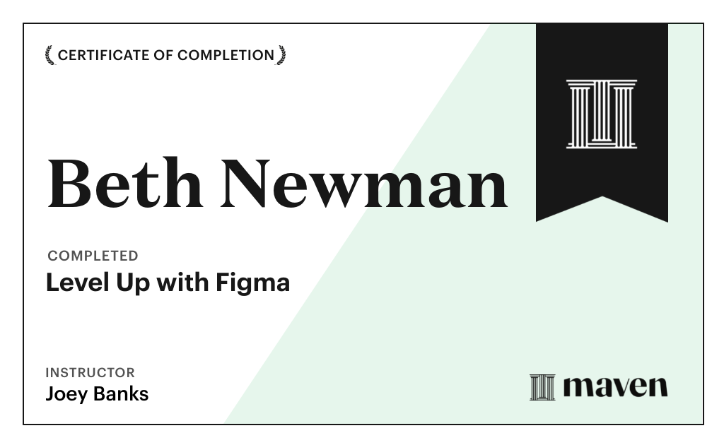 Certificate for Level Up with Figma
