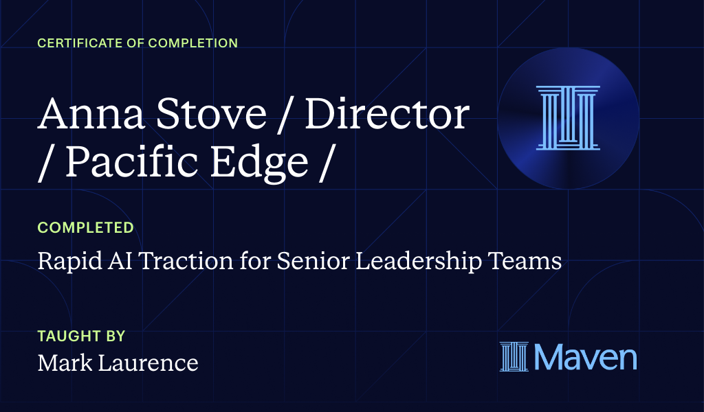 Certificate for Rapid AI Traction for Senior Leadership Teams