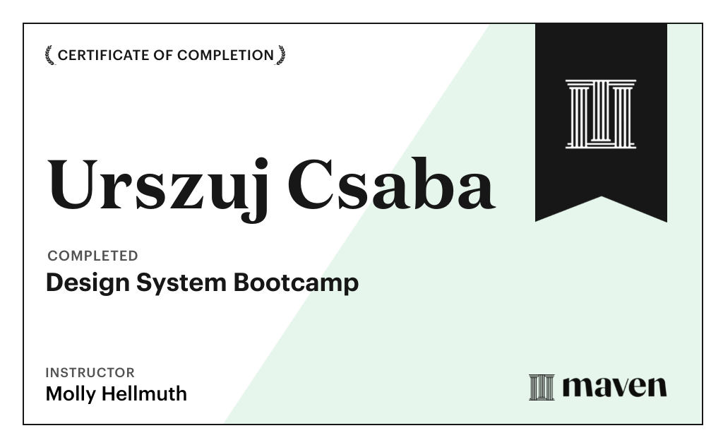 Certificate for Design System Bootcamp