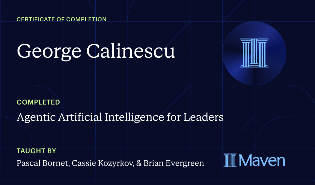 Certificate for Agentic Artificial Intelligence for Leaders