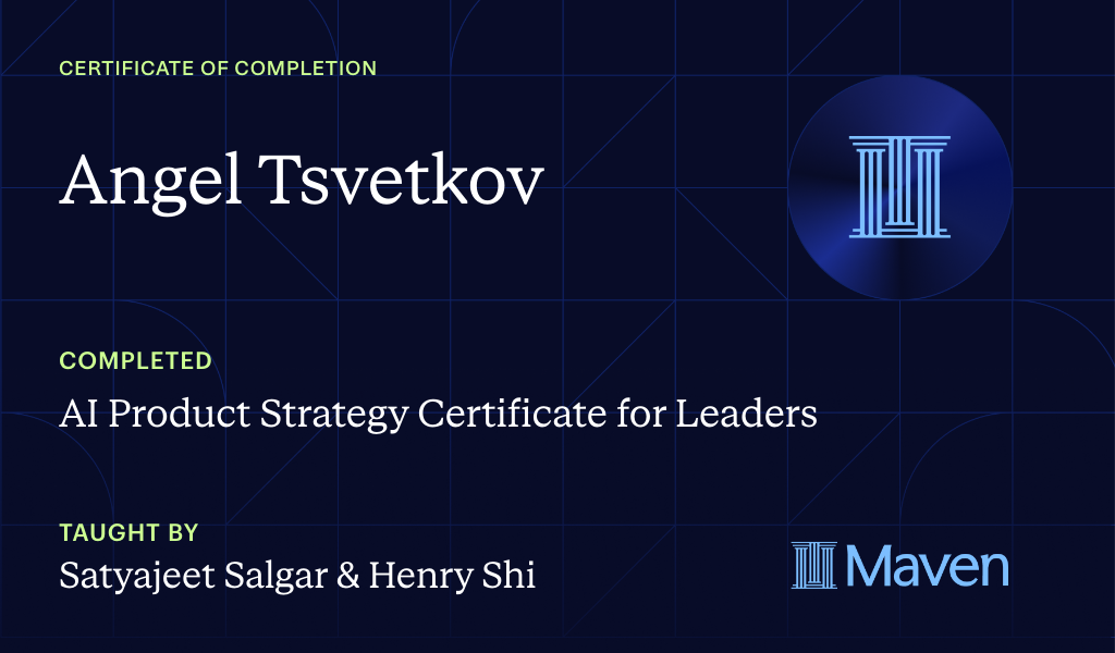Certificate for AI Product Strategy Certificate for Leaders by Product Faculty