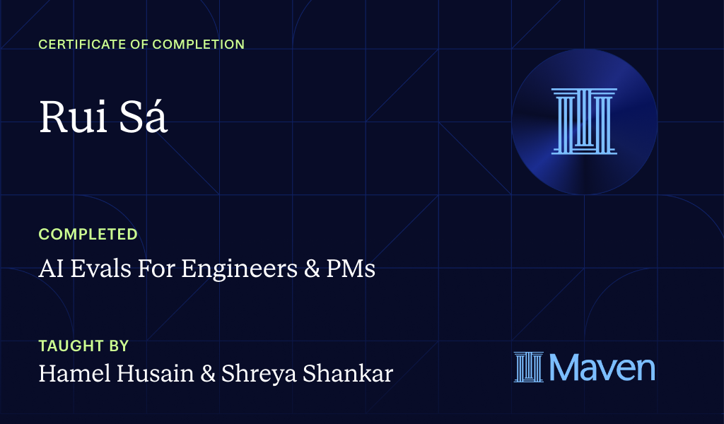 Certificate for AI Evals For Engineers & PMs