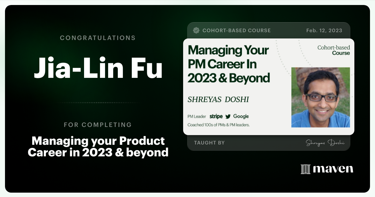 Certificate of Completion for Managing your PM Career in 2025 and beyond