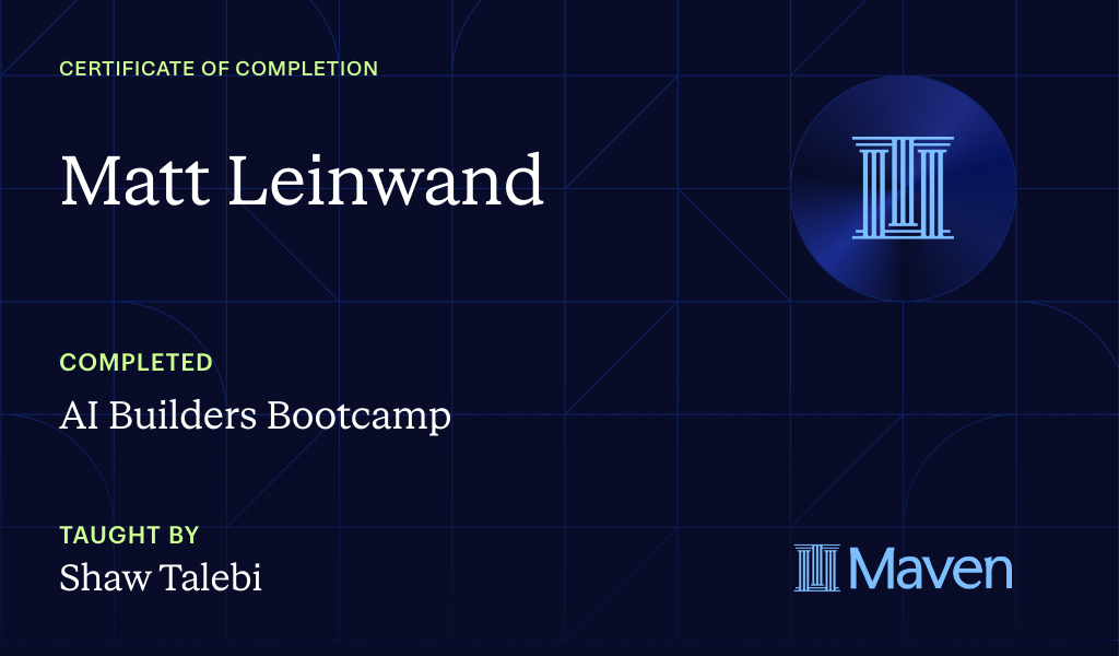 Certificate for AI Builders Bootcamp