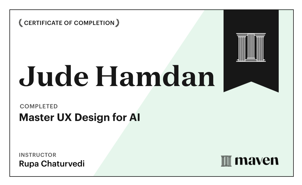 Certificate for Master UX Design for AI