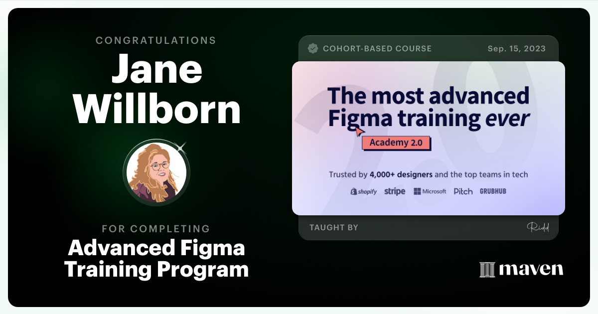 Certificate of Completion for Advanced Figma Training Program