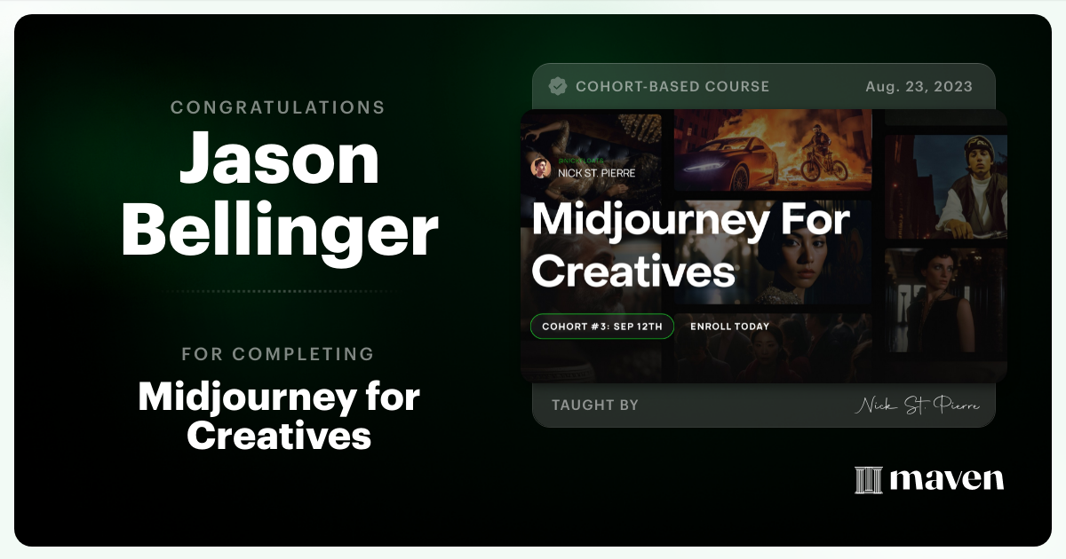 Certificate of Completion for Midjourney for Creatives