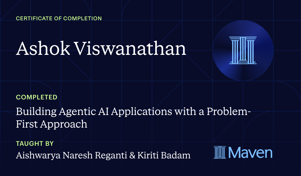 Certificate for Building Agentic AI Applications with a Problem-First Approach