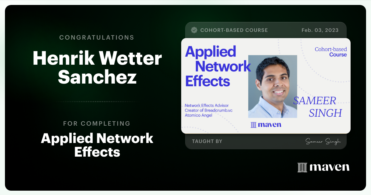 Certificate of Completion for Applied Network Effects