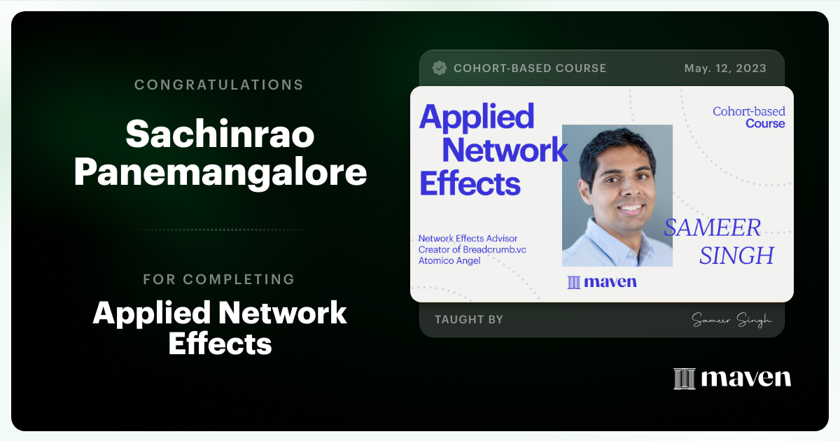 Certificate of Completion for Applied Network Effects