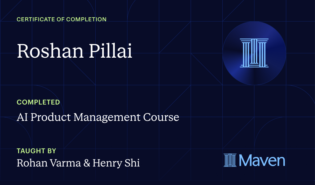Certificate for AI Product Management Course