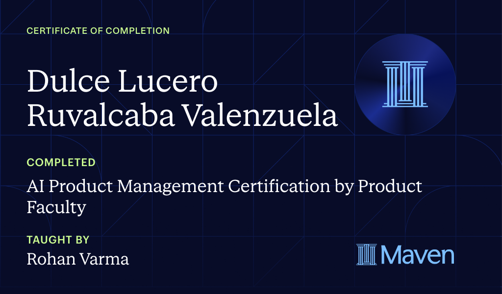 Certificate for AI Product Management Certification by Product Faculty