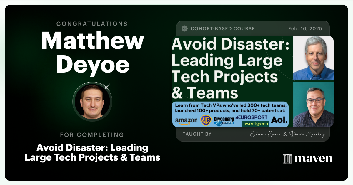 Certificate of Completion for Ship it: Avoid Failures and Lead Tech Projects to Success