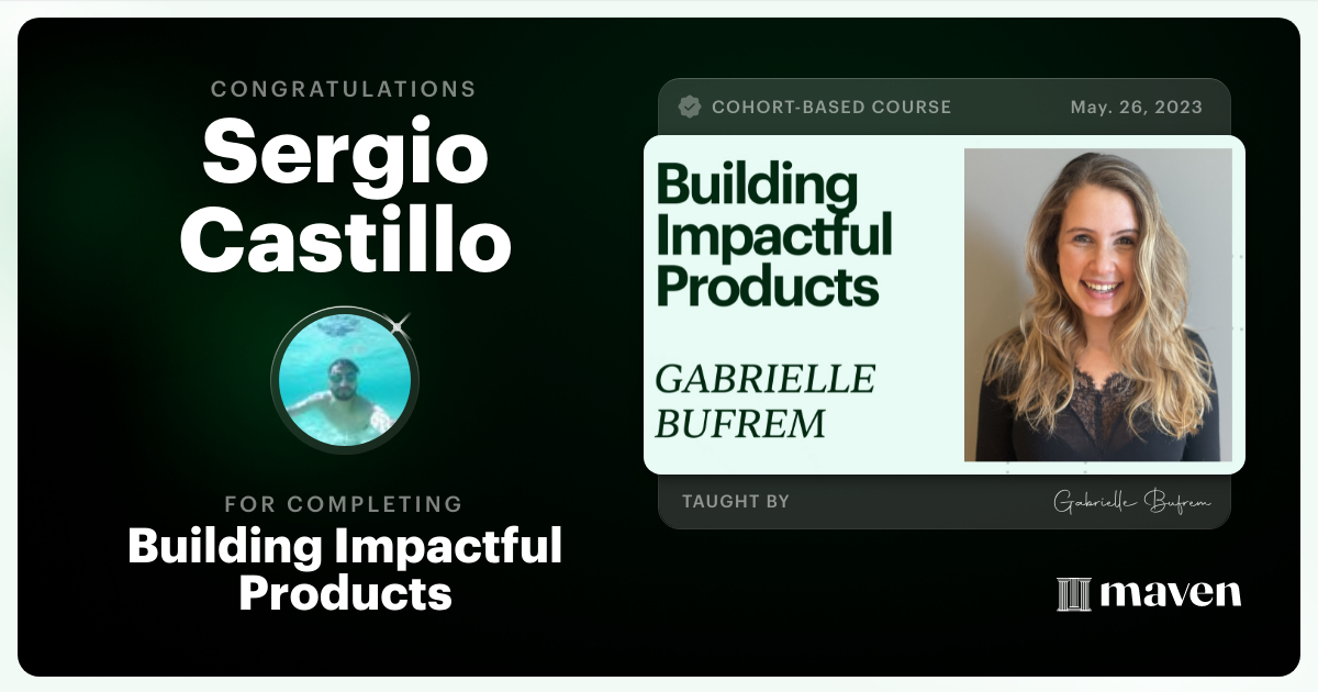 Certificate of Completion for Building Impactful Products