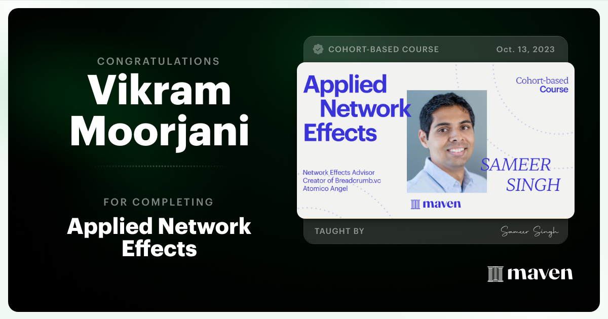Certificate of Completion for Applied Network Effects